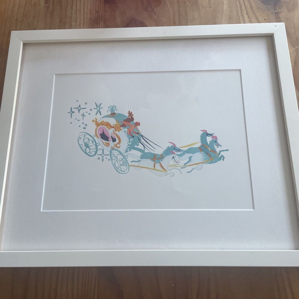 Pottery Barn Kids Disney Princess Cinderella Carriage Wall Art Mary Blair Framed